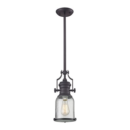 Elk Lighting Chadwick 1-Light Mini Pendant in Oil Rubbed Bronze with Seedy Glass 67722-1